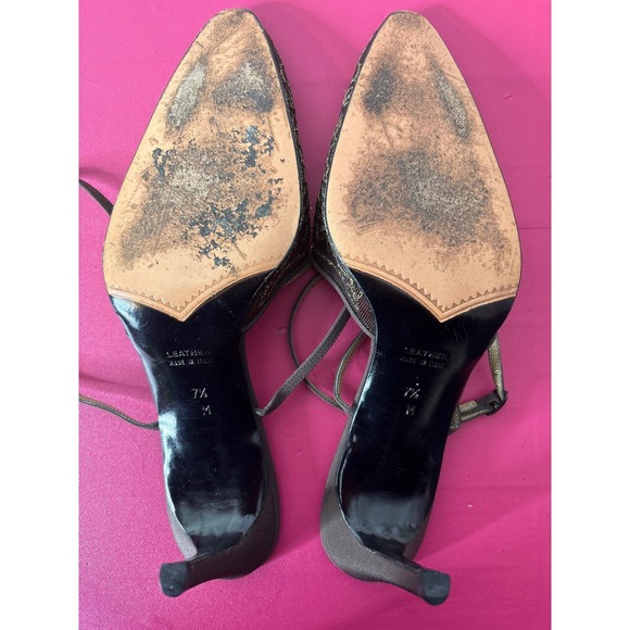 Vintage Yves Saint Laurent YSL Womens Mesh Ankle Strap Heels Size 7.5 Dressy - Picture 8 of 9